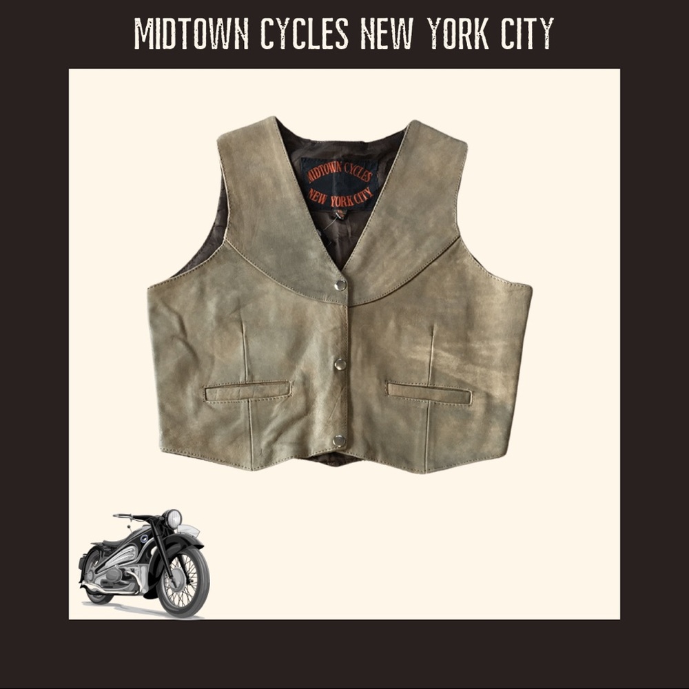 Midtown Cycles New York, Vest, Tan Leather, XL